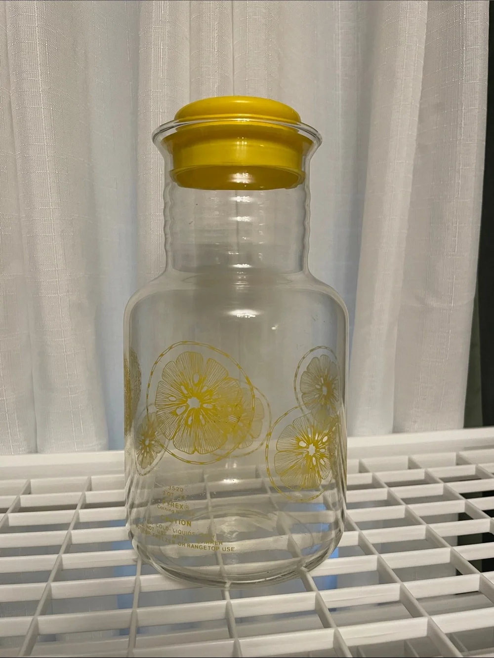 Vintage 1970’s PYREX 2 Quart Glass Lemonade Citrus Juice Pitcher Carafe MCM